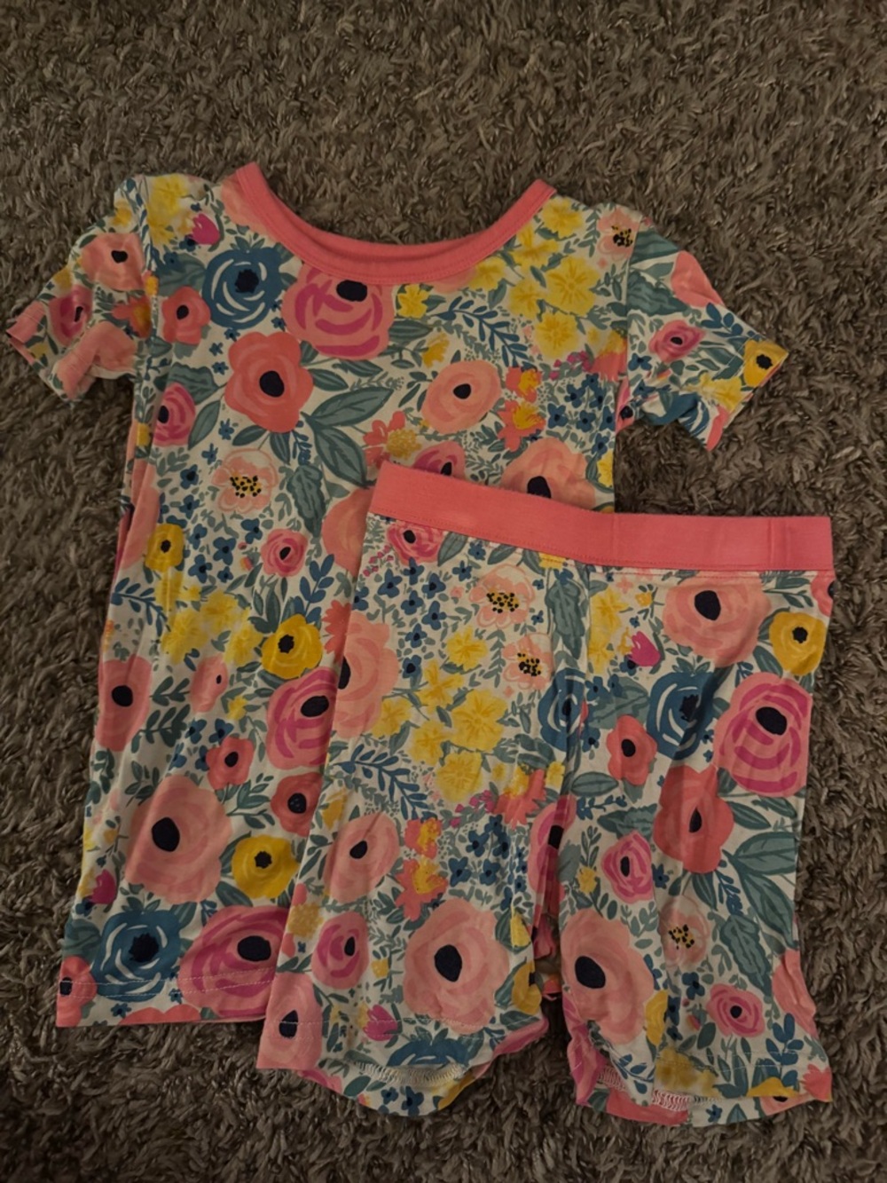 Little Sleepies Floral Pink & Yellow Short-Sleeve Pajama Set